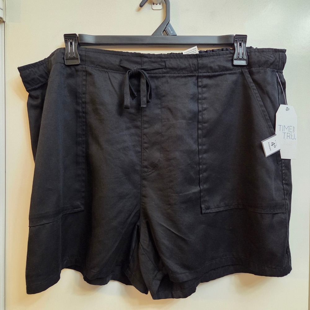 Time and Tru Womens Black Tencel Lyocell Utility Shorts Size XXXL 22 4in Inseam